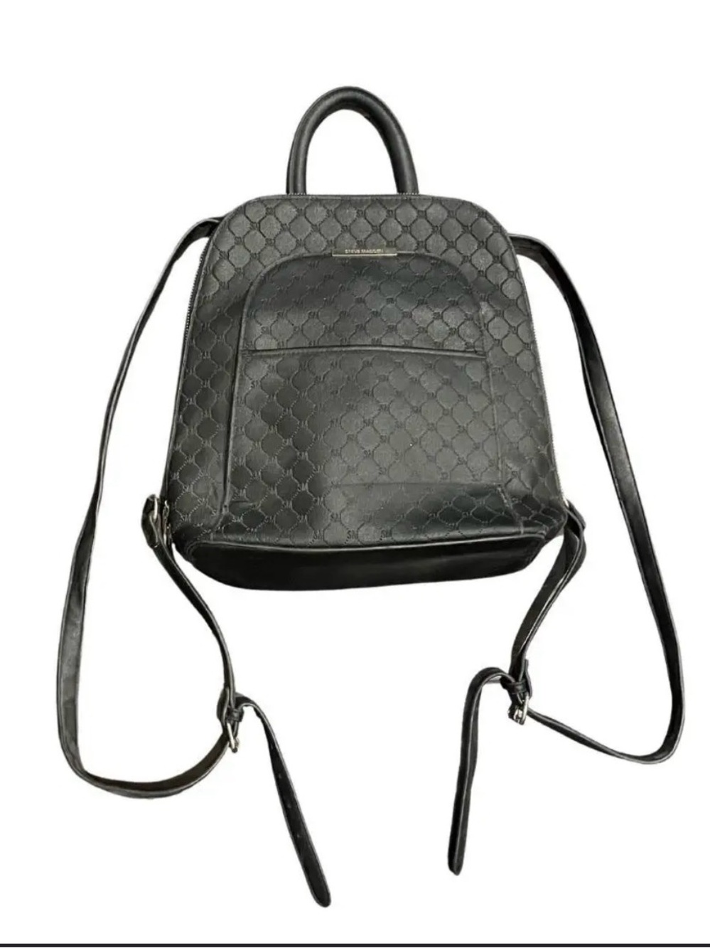 NWOT | Steve Madden Black Quilted Logo-Embossed Backpack